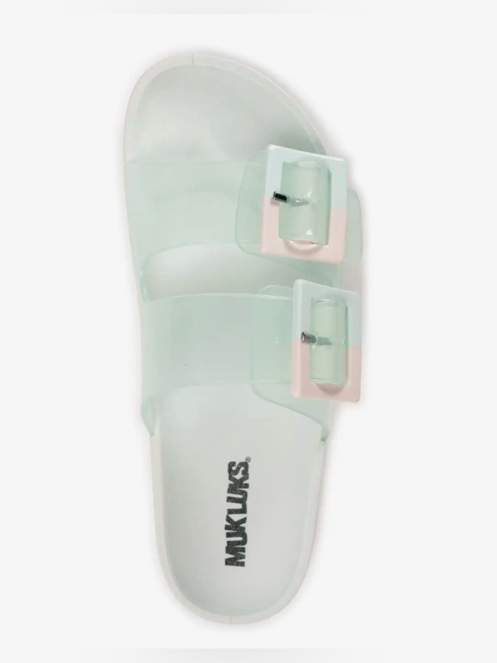 Muk Luks Pink Jelly Double-Buckle Slide Sandals